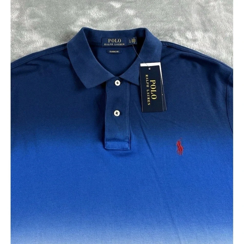 Polo Ralph Lauren Polo Shirt Men Large Ombre Gradient Knit Short Sleeve Classic